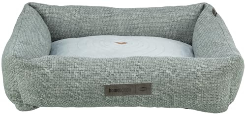 TRIXIE Hundebett Viviana eckig, mit Samtbezug – 80 x 60 cm, blau/grau | Kuschelig weicher Schlafplatz, waschbar – für mittelgroße Hunde, integriertes Kissen und rutschfester Boden