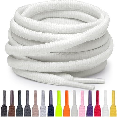 Miscly Cordones Atléticos Ovalados - Disponibles en Múltiples Longitudes y Colores (Blanco Roto, 91 cm)