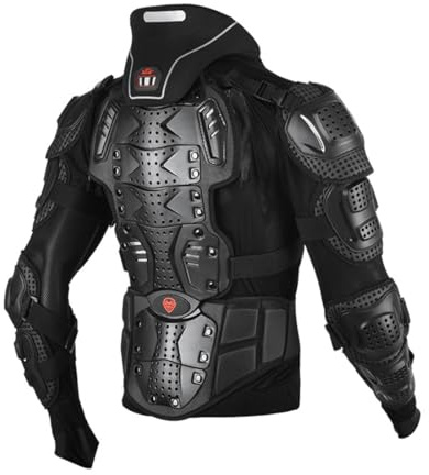 M&Catree Motorradjacke Körperpanzer Oberkörperschutz und Nackenstütze für Motorcross, Motorradrennen, Schutzausrüstung (201 High Foam | Schwarz 2pcs/Set, M)
