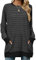 YUTILA Damen Sweatshirt Pullover Gestreiftes Rundhalsausschnitt Longshirt Langarmshirt Lässige mit Tasche für Frühling Übergangszeit