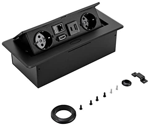 Versenkbare Tischsteckdose Multiple Socket USB LAN HDMI Mehrfachsteckdose Aluminium Fußboden Steckdose für Möbel oder Arbeitsflächen