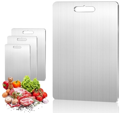3PCS Chopping Board Set, S316 Stainless Steel Chopping Board, Double-Sided Food Grade Cutting Board, Dishwasher Safe Ideal for Handling Meat and Vegetables Separately Non-Stick Durable Easy to Clean