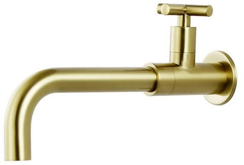 SXWYLZ Sink Taps for Bathroom Gold Taps for Bathroom Basin Brass Single Tap Bathroom Sink Cold Water G1/2In Water Tap Wall Mounted Washbasin Taps