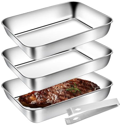 Occtingkind Panierschalen Set 3 Teilig,Edelstahl Panier - Bowls Set (25 cm x 19 cm x 5 cm) Breading Tray,Schale zum Panieren,Panierstraße für Küche,Fleisch,Fisch& Gastro