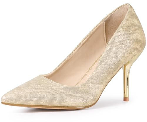 Perphy Pointed Toe Stiletto High Heel Pumps Wedding Court Shoes for Women Gold Shoes 6 UK/Label Size 8 US