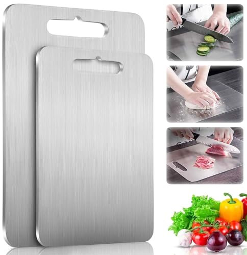 Tagliere in Titanio Per Cucina 34x23 cm e 20x15 cm Multifunzione Tagliere in Titanio Su Entrambi I Lati Lavabile in Lavastoviglie (2PCS)