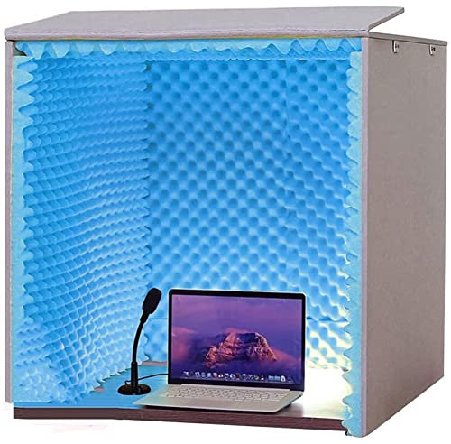 Portable Soundproof Booth, Sound Proof Foam Panels, Vocal Booth, Sound Booth, Sound Dampening, Microphone Soundproofing Acoustic Foam Panel, for Desktop Studio Vocal Audi，Blue
