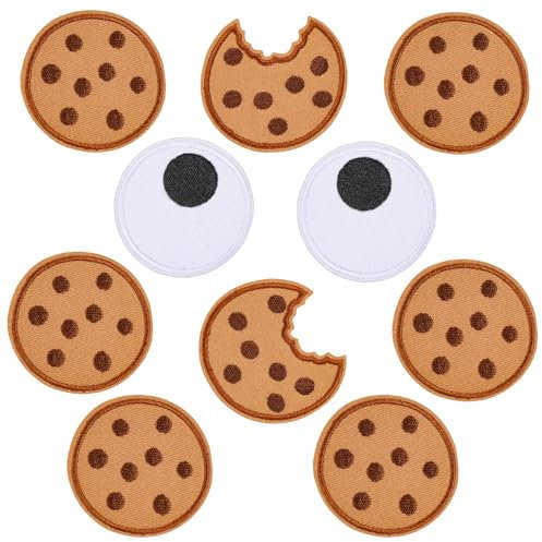 10Pcs Keks Stickerei Kleidung Patch,DIY Keks Stickerei Patch Nähen Handwerk DekorationKeks,Cookies Kekse Bestickter Stoffaufkleber,Aufnäher Cookie Patches zum Aufnähen Karneval