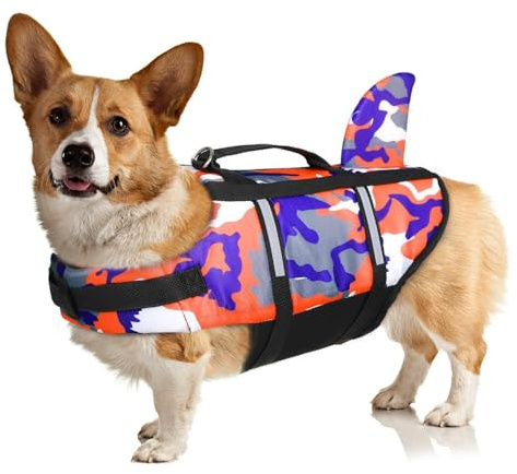 Schwimmweste für Hunde, mehrfarbig, Camouflage, professionelle Haustier-Schwimm-Trainingskleidung mit Hebehilfegriff, verstellbarer Hunde-Badeanzug