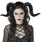 mdgfge Halloween Gothic Devil Demon Ram Horns Headband Sheep Goat Dragon Headpiece for Women Men Cosplay Masquerade Parties Supplies (Black, Large)