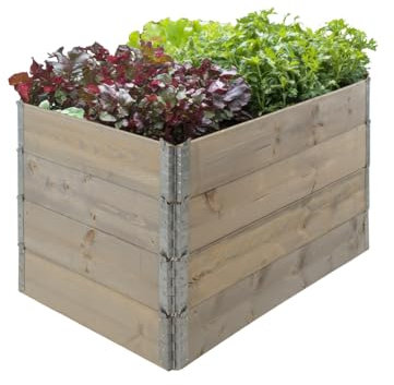 TRUTZHOLM Hochbeet aus Holz 120x80x80 cm Palettenrahmen 4-teilig stapelbar steckbar faltbar Pflanzbeet Beeteinfassung Holzrahmen Aufsatzrahmen für Europalette Garten Balkon Terrasse in Grau