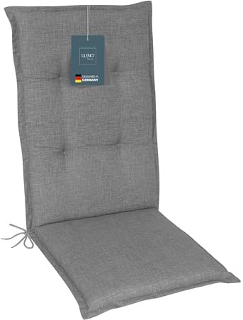 LILENO HOME Gartenstuhl Auflagen als [6er Set - Hochlehner] in Hellgrau - Bequeme Liegen als Sitzauflagen für Gartenmöbel - Stuhlkissen für Gartenstühle und Klappstühle