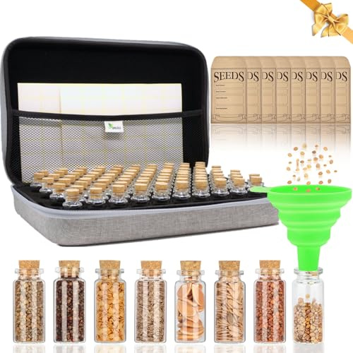80 Slots Saatgut Aufbewahrungsbox mit 40 Stück Samentütchen, Lagerung von Saatgut, Saatgut Aufbewahrung mit Etiketten Aufklebern und Trichter, Samen Organizer, Seed Storage (Samen nicht Enthalten)