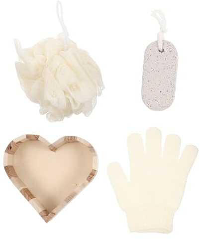CALLARON Hautpflege Körperpeeling mit Fußpeeling und Reinigungsbürste aus Nylon und Holz im Praktischen 3 Stück Bad Geschenkset für Spa und Wellness