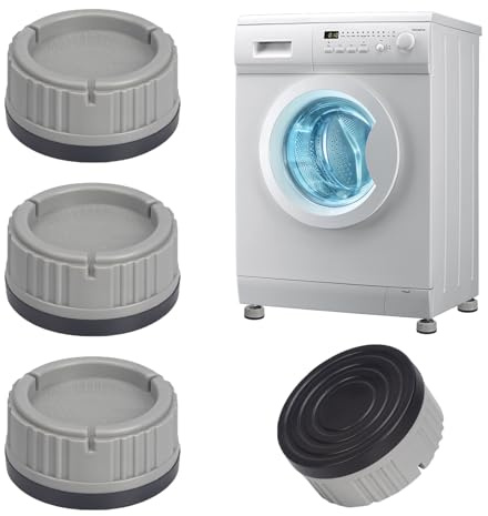 Alyvisun Almohadillas Lavadora, 4 Piezas Universal Soporte Antivibracion Base Antideslizantes Patas Amortiguadores Pies Antióxido Soporte para Secadoras, Frigorífico (Grey)