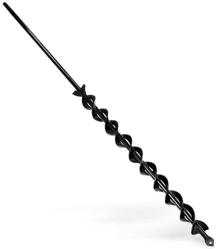 LYFETC 3x60cm Schwarzer Erdbohrer mit Schnecken-Erdbohrer für Bohrmaschine – 60cm Pflanzbohrer für Zäune, Blumen, Rankgerüste & Sonnenschirme – Robuster Gartenbohrer für Boden, Lehm und Boden