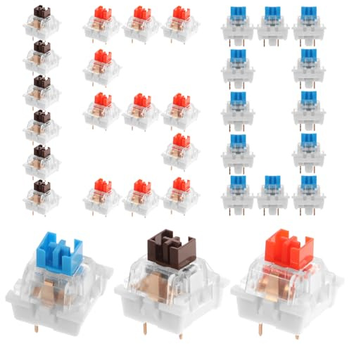 150 Stück Mechanische Tastaturschalter Ultra bunt 3-Pin Ch.erry M.X kompatible Swit.ches mit transparentem Gehäuse, staubdichte Gaming Tastatur Ersatzschalter kräftiges RGB-Licht langlebig präzise