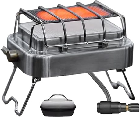 Heizgerät für Zelte und Camping - 2-in-1 Ofen aus rostfreiem Stahl - Tragbares Heizgerät für den Außenbereich - für Terrasse, Outdoor, 1-2 Personen, Wandern, Garage, Angeln und Wildlife
