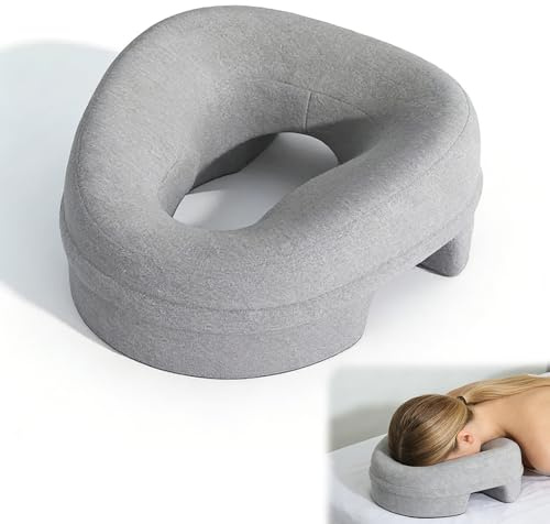 HOVCEH Face Down Pillow, U-Shaped Massage Face Pillow, 26 * 13 * 6cm Headrest Facial Cushion, Memory Foam, Face Cushion for Massage Table for Spa, Salons Massage (Grey)