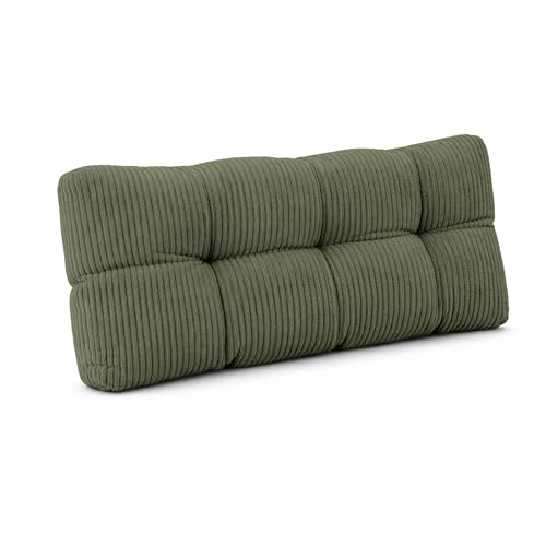 POKAR Palettenkissen Rückenkissen 120x40x12 cm aus Cordstoff | Gestepptes Rückenlehne für Europalettenmöbel | Loungekissen für Palettensofa und Gartenmöbel | Oeko-TEX | Made in EU | Khaki