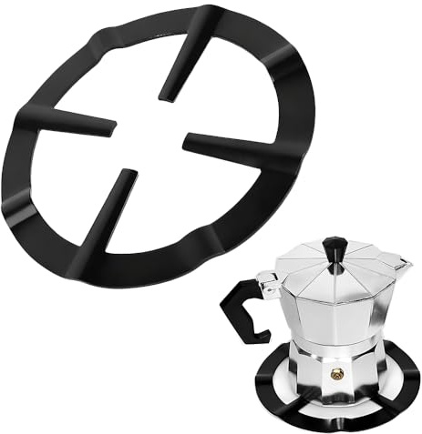Gas Ring Reducer Stand for Stove Top Coffee Maker – Cast Iron Hob Trivet Support – Universal Stabiliser for Small Pans Espresso Pots & Milk Jugs – Cooker Grate Shelf Black