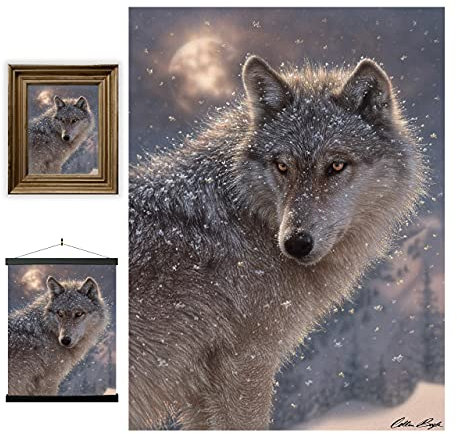 3D LiveLife Linsenförmige Wandkunst Drucke - Einsamer Wolf von Deluxebase. Ungerahmtes 3D Tier Poster. Perfekter Wandfüller. Original kunstwerk lizenziert von bekannt künstler, Collin Bogle
