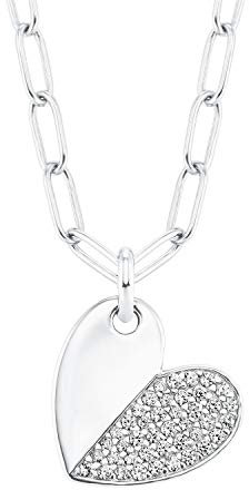 s.Oliver Kette mit Anhänger 925 Sterling Silber Damen Halsschmuck, mit Zirkonia synth., 42+3 cm, Gold, Herz, Kommt in Schmuck Geschenk Box, 2028515