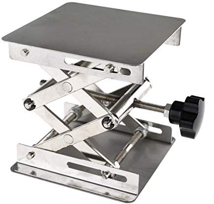 The Lord of the Tools Ponte sollevatore da laboratorio, 100 mm x 100 mm, altezza di sollevamento: 150 mm, in acciaio inox, portata 3 kg