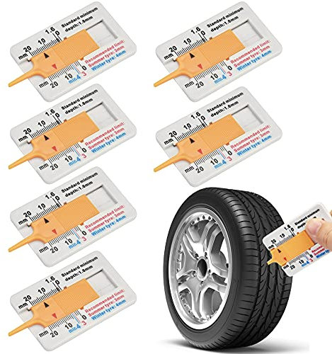 GIRAFEDA 6 Stück Reifen Profiltiefenmesser Kunststoff Reifenprofiltiefenmesser Mannual Tiefenmessschieber 0-20 mm Reifenprofil Tiefenmesser Reifen Tragbares Reifenmesser für Auto Motorrad SUV LKW Van