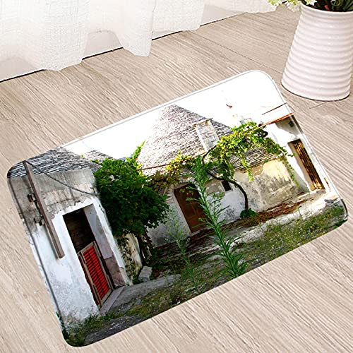 Fussmatte Nordic Retro Kleinstadt Badematte Blume rutschfeste Matten Badteppich Boden Duschabtrennung Wc Küche Wohnen Saugfähiger Teppich Indoor Outdoor Türmatte Weihnachten Halloween