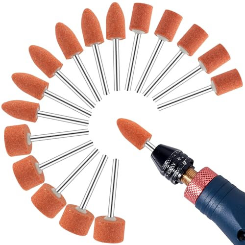 Juego de 42 piezas de Muelas Abrasivas con mango de 1/8 pulg, Muela Abrasiva Montada Broca lijadora para Herramienta Rotativa para esmerilar, pulir, desbarbar metal
