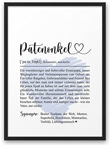 PATENONKEL MIT HERZ | ABOUKI Kunstdruck | Bester Patenonkel Geschenk Patenonkel Karte Patenonkel Fragen Danke Patenonkel Definition Taufpate Geschenk Patenbrief Patenkind Taufe | DIN A4 ohne Rahmen