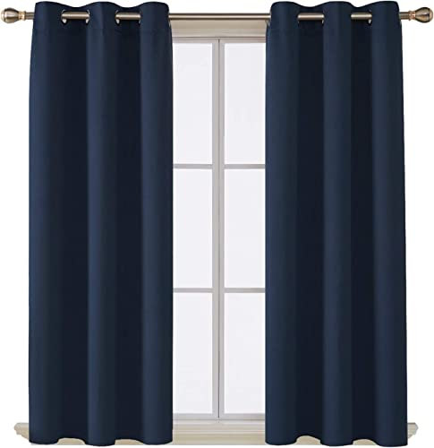AR Ware Navy Blackout Curtains - 2 Panels Drapes Eyelet Thermal Curtains for Living Room and Bedroom - Energy Saving - Soundproof lightweight curtains (90 x 90 inches)