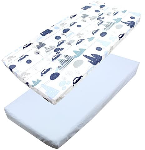 TupTam Baby Spannbettlaken Kinder Spannbetttuch für Babybett Kinderbett 2er Pack, Farbe: Autos Blau, Größe: 70 x 140 cm
