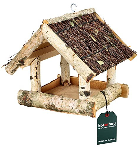 KOTARBAU® Casetta per uccelli da appendere, in legno di betulla, mangiatoia per uccelli, mangiatoie per uccelli, mangiatoie per uccelli selvatici, uccelli, balconi, uccelli