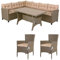 Casaria® Polyrattan Ecklounge Set WPC Esstisch Ecksofa 2 Gartenstühle Sitzauflagen Kissen Wetterfest Outdoor Lounge Garten Terrasse Balkon Möbel Beige