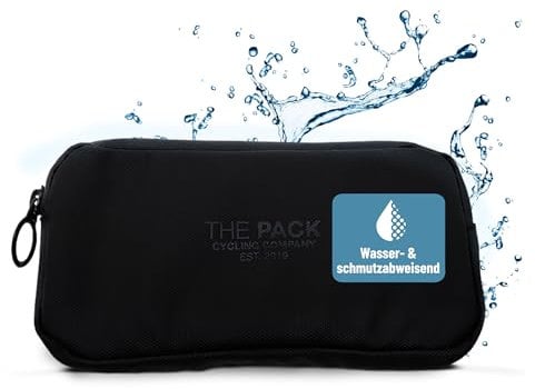 Essentials Case Universaltasche: Wasserabweisendes Fahrradportemonnaie mit Handy- & Kartenfach, als Satteltasche verwendbar, Cycling Wallet für die Trikottasche, Basic Black, 18 x 9 cm - The Pack