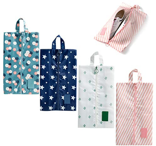 Borsa per scarpe da viaggio 4 pezzi, borsa da viaggio, borsa per la polvere da viaggio, borsa per scarpe da viaggio con manico, organizer per scarpe antipolvere per scarpe, deposito di vestiti