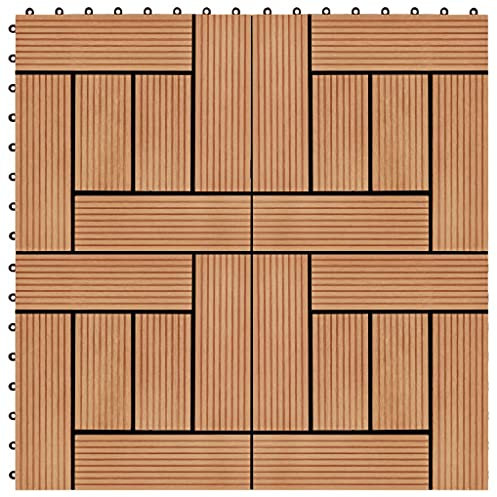 RAUGAJ 11 Stück Terrassenfliesen WPC 30x30cm 1qm Teak Farbe Artikelfarbe Teak