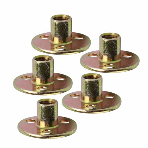 Tuerca en T, 5 unidades, tuerca de brida M10 con orificio, tuerca remarcable de base redonda, hierro galvanizado, tuercas T para fijación segura, compatible con tornillos M6/M8/M10