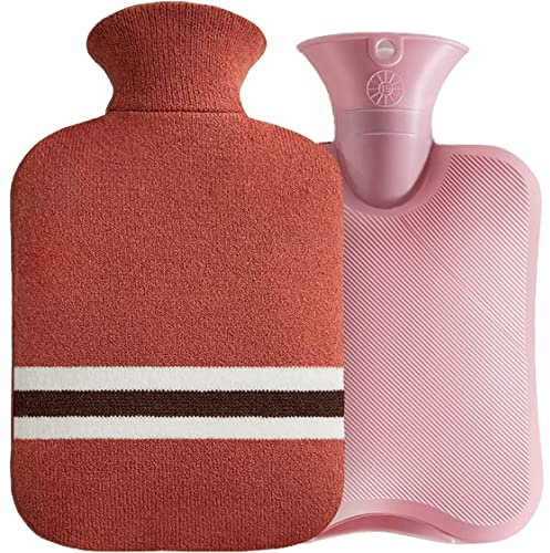 Hot Water Bottle with Soft Cover, Large 2 Litre PVC Portable Hand Warmer Hot Water Bag for Cold & Hot Therapy, Pain Relief, Back, Neck, Period Cramps - Best Gift