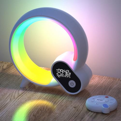 Rhythmus-Atmosphärenlampe, Nachttischlampe mit Bluetooth-Lautsprecher, dimmbare Nachtlicht-Touch-Lampe mit Musiksynchronisation, Musikuhr-Weckerlampe, APP-Steuerung, Tisch-Atmosphärenlampen for Schlaf