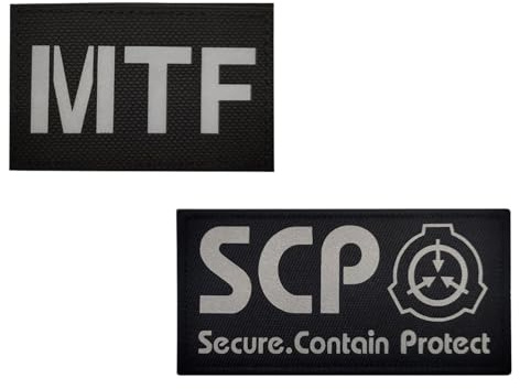 Reflektierender SCP MTF-Aufnäher, spezielle Eindämmungsverfahren, Foundation-Logo, 3D, bestickt, taktische Moral, Militär-Patches, Klettverschluss, 2 Stück B
