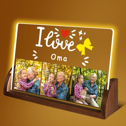 YINYIFANS Geschenke für Oma,personalisierte Oma Geschenke mit Fototext,Acryl 7 Farben LED Nachtlicht mit Bildern,Enkelkinder Geschenke für Oma für Thanksgiving,Weihnachten,Geburtstag (Stil 11)
