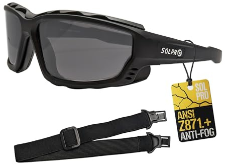 SOL PRO Anti-Fog Motorcycle Riding Goggles ANSI Z87.1 Safty Glasses Smoke