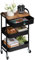 DOEWORKS Rollwagen 3-Etagen Aufbewahrungswagen Küchenwagen mit Schublade, Metall Servierwagen Utility Cart Organizer Wagen mit Rädern für Zimmer Make-up Badezimmer Büro, Schwarz