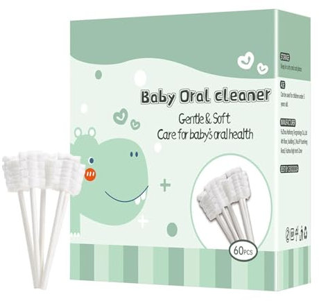Rurunklee Baby Mundreiniger, 60 Stück, Mundreiniger mit Griff für Babys im Alter von 0-36 Monaten