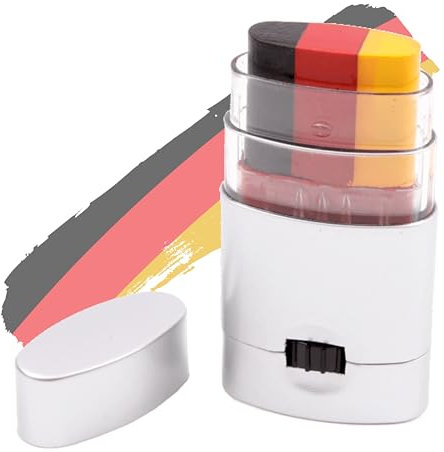 15x Schminkstift 2024 EM Deutschland Fanartikel – Schwarz, Rot und Gold Schminke für Fußball-Deko und Europameisterschaft 2024 Partydeko