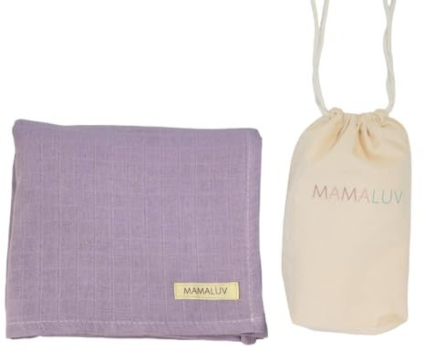 MAMALUV Musselin Swaddle für Neugeborenes Baby, 100% Baumwolle Handmade Baby Swaddle Wrap, Soft & Gentle Swaddle Muslin für Empfindliche Babyhaut, Unisex, Lila, 120X120 cm