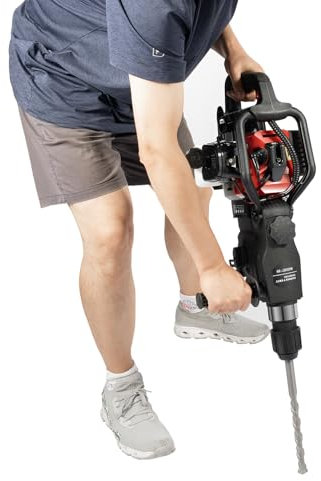 MEHOOSPVN Petrol Demolition Hammer 2 Stroke 33CC Gasoline Demolition Jack Hammer Hand-held Rock Drill 1000W Concrete Breaker Post Driver Fende Knocker Jack Hammer with Pointed and Flat Chisel
